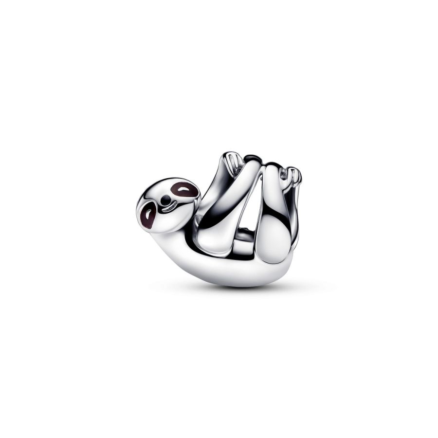 Charm Hängendes Faultier Emaille Silber