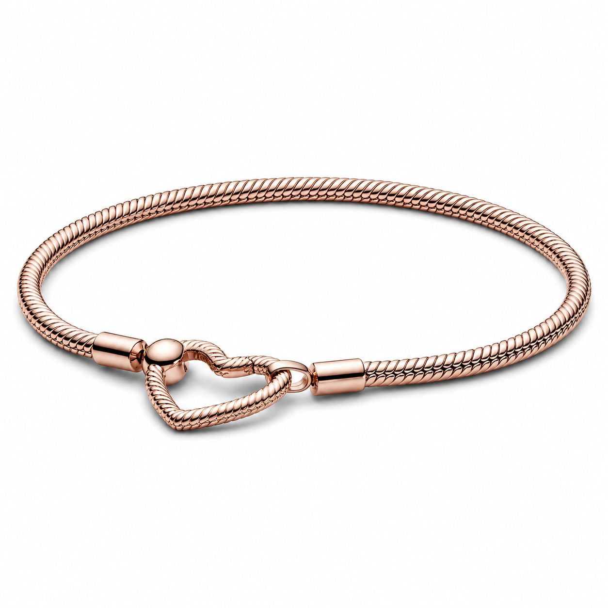 Schlangen-Gliederarmband Moments Herzverschluss 14k Roségold