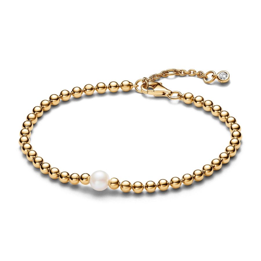 Armband Süßwasserzuchtperle & Kugeln Vergoldet