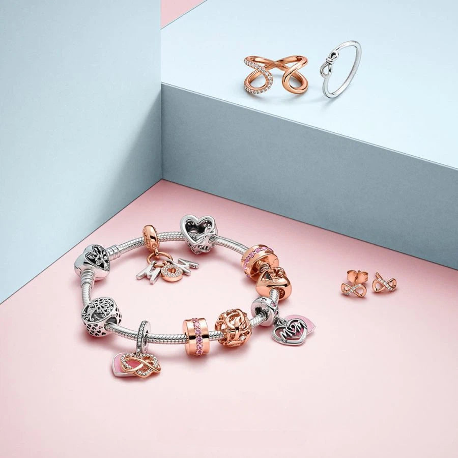 Rose  Schlangen-Gliederarmband mit Herz-Verschluss