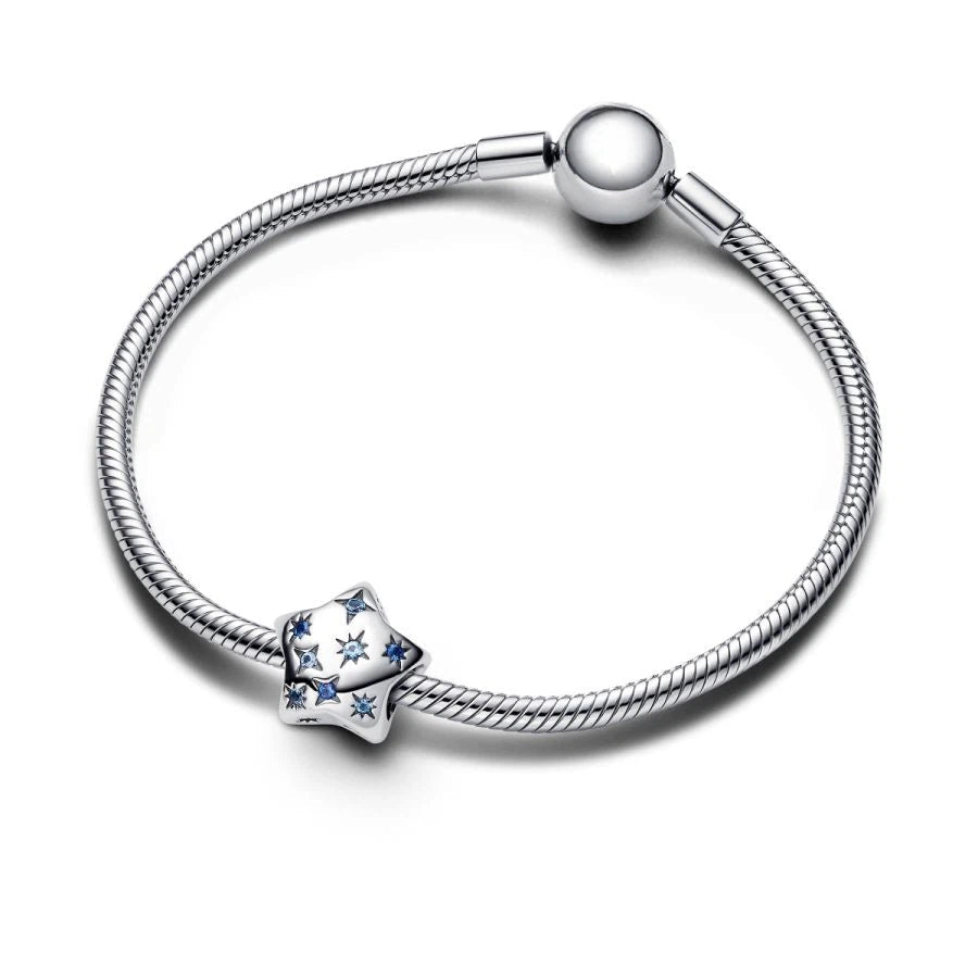 Charm Auffälliges Funkelndes Stern Blau Silber