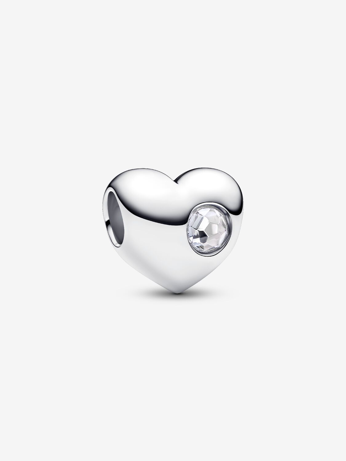 Gravierbares Herz Charm mit Klarem Stein Sterling-Silber Hauptbild