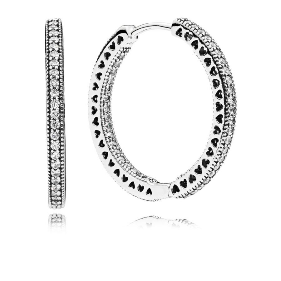 Creolen Funkeln und Herzen Sterling Silber Hauptbild