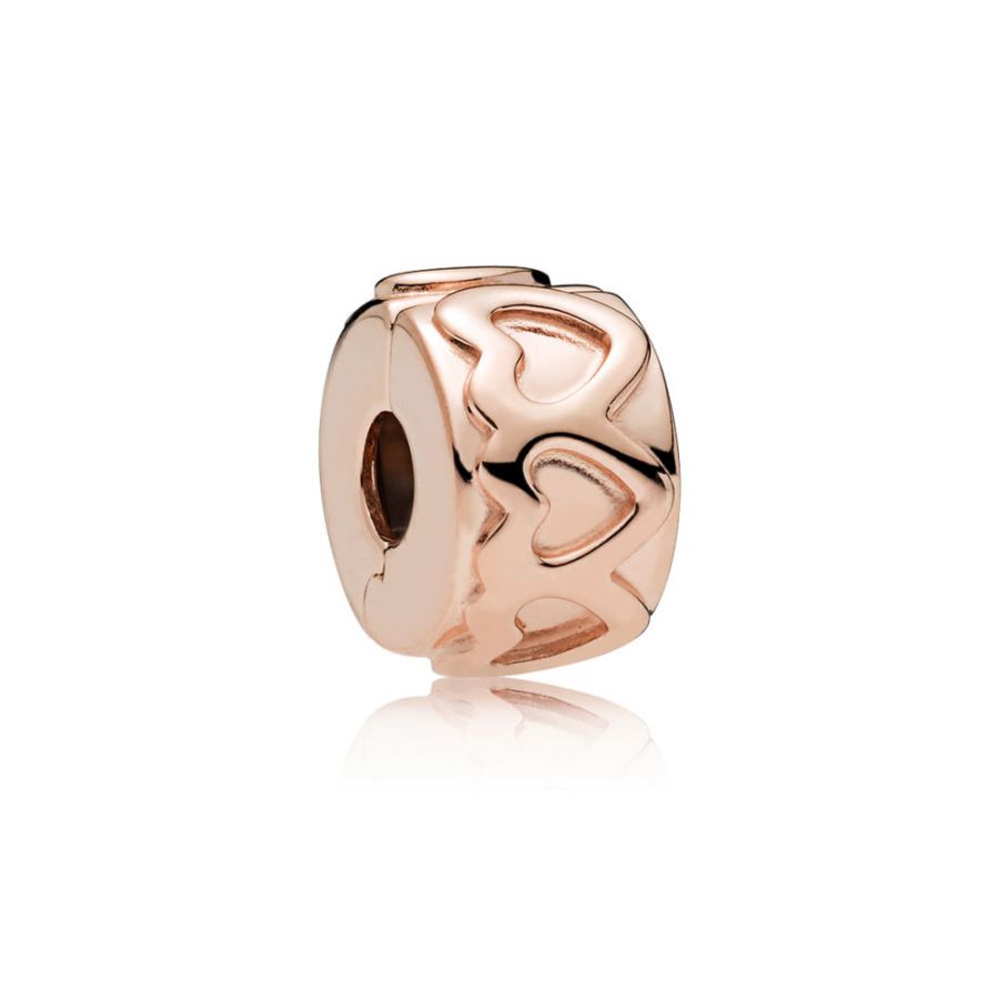 Rose  Charm Clip Row Of Hearts Herz