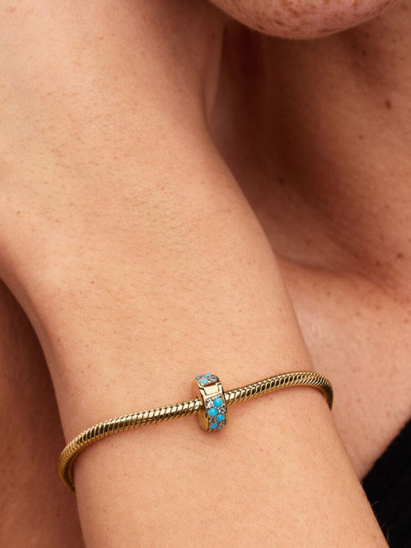 Aquablaues Clip-Charm 14 Karat Vergoldung