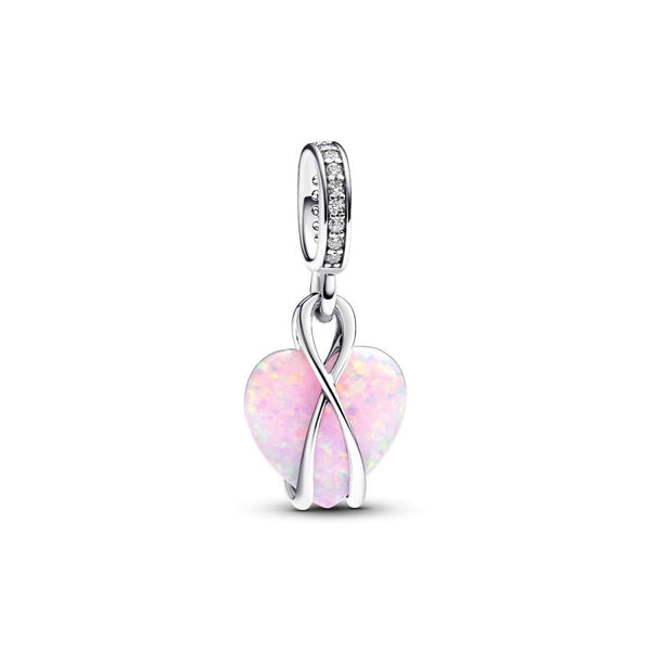 Charm-Anhänger Mum Schillerndes Herz Opal Silber