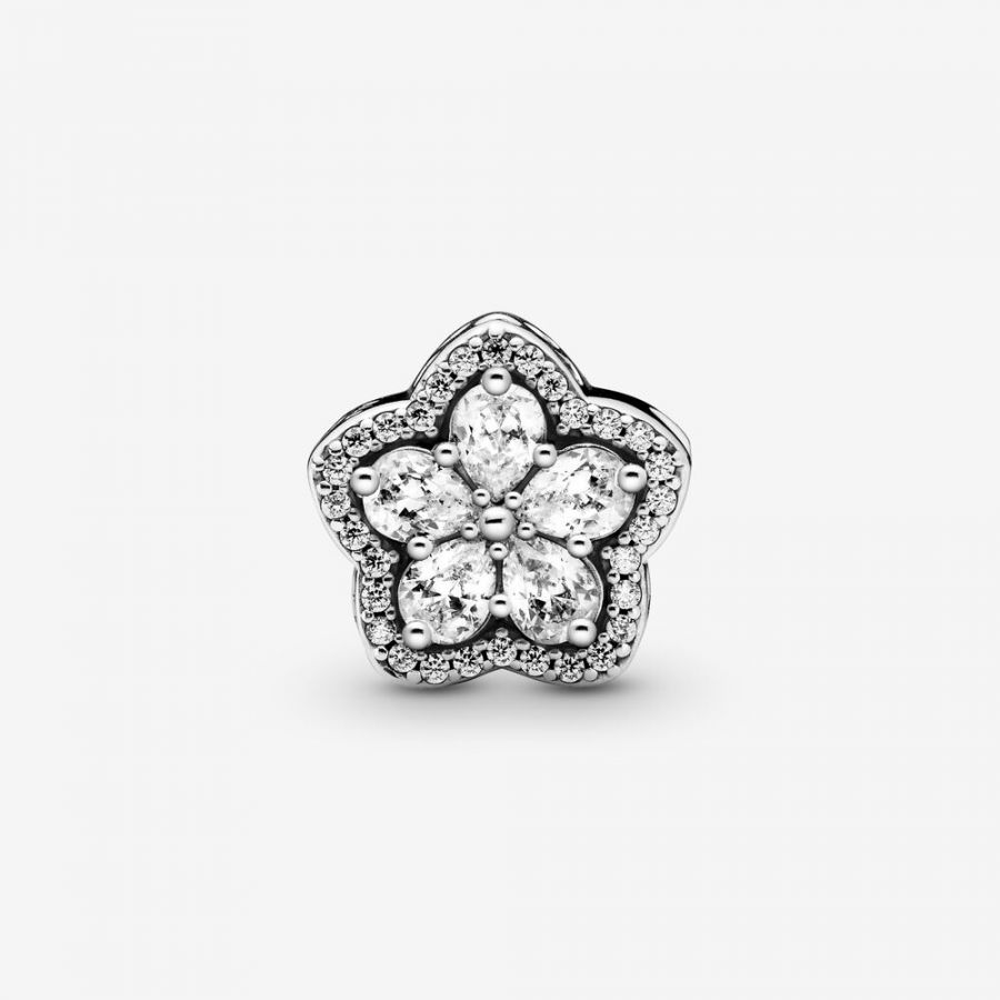 Pavé-Charm Funkelnde Schneeflocke Silber