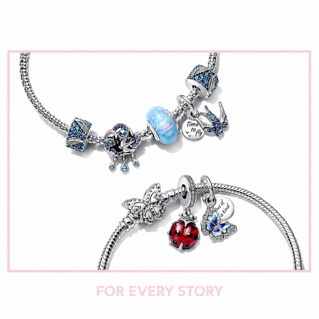 Charm-Anhänger Roter Marienkäfer Sterling-Silber