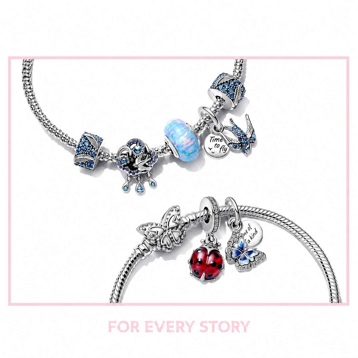 Charm-Anhänger Roter Marienkäfer Sterling-Silber