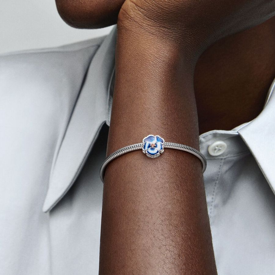 Charm Blaues Stiefmütterchen Sterling-Silber