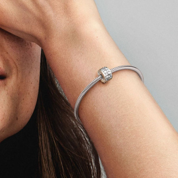Charm Clip Funkelnder Unendlichkeit Herzen Sterling-Silber