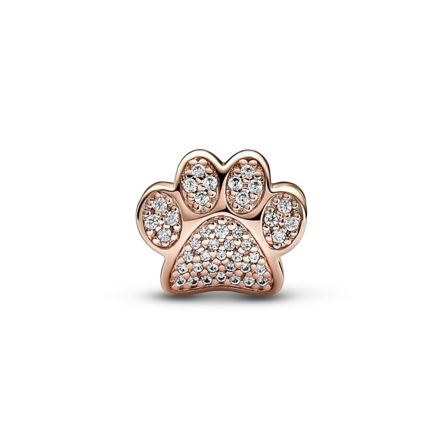 Charm Funkelnder Pfotenabdruck Zirkonia Rosévergoldet