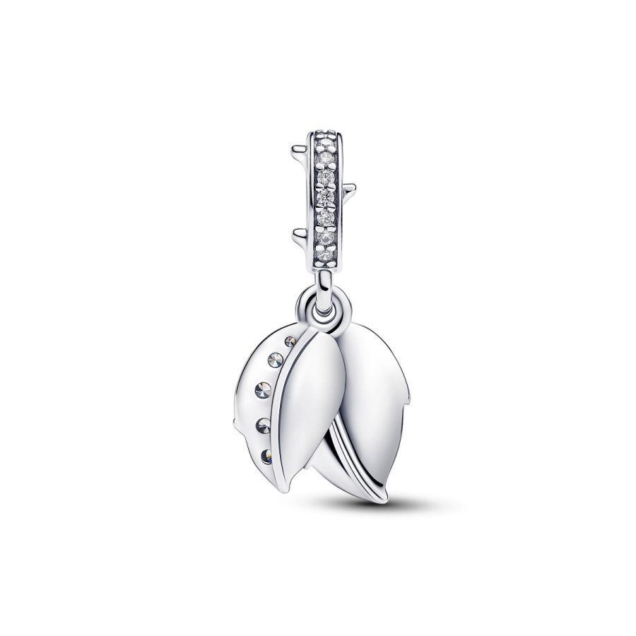 Charm-Anhänger Weiße Blühende Rose Zirkonia Silber