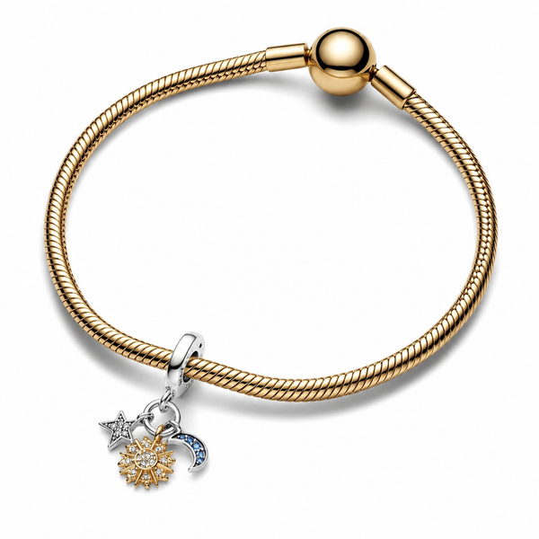 Charm-Anhänger Sonne Halbmond Stern Silber Vergoldet