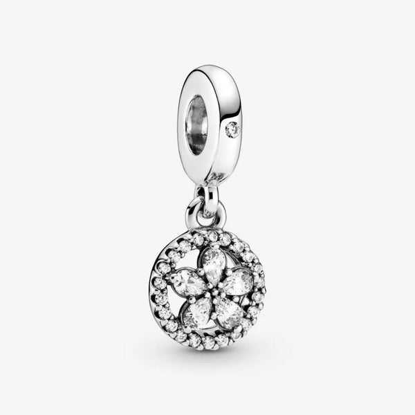 Charm-Anhänger Funkelnder Schneeflocke Kreis Silber