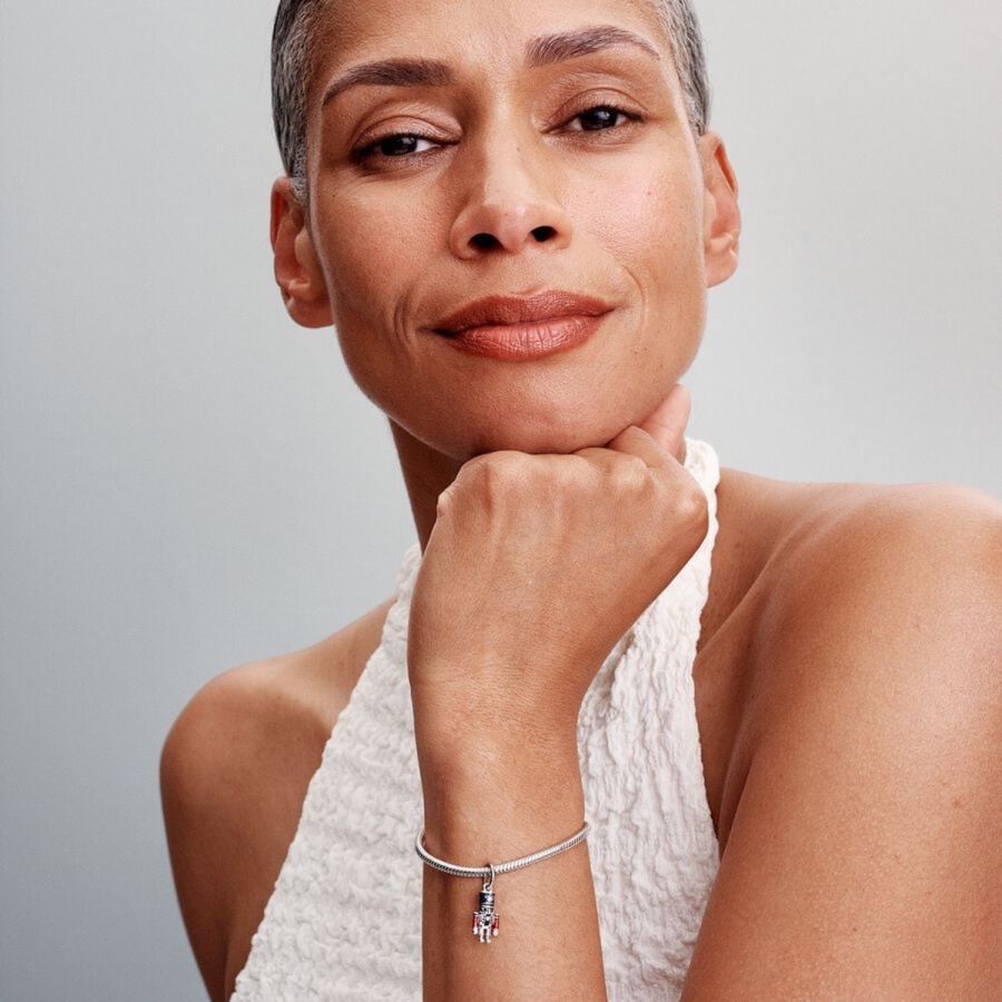 Charm-Anhänger Beweglicher Nussknacker Sterling-Silber