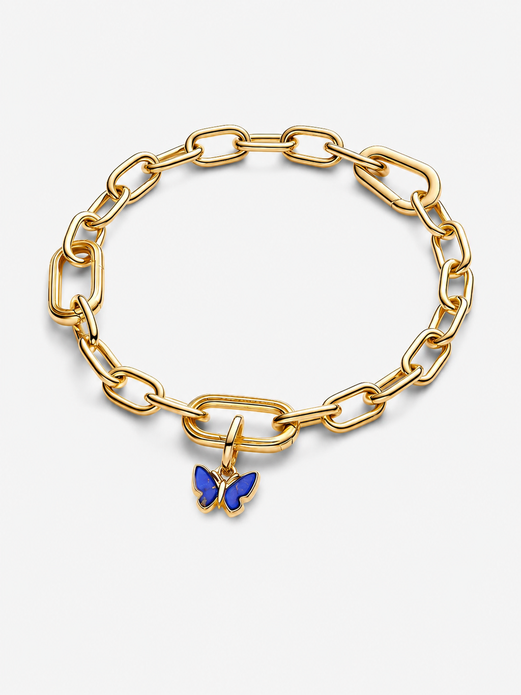 Blauer Schmetterling Mini-Charm-Anhänger 14 Karat Vergoldung