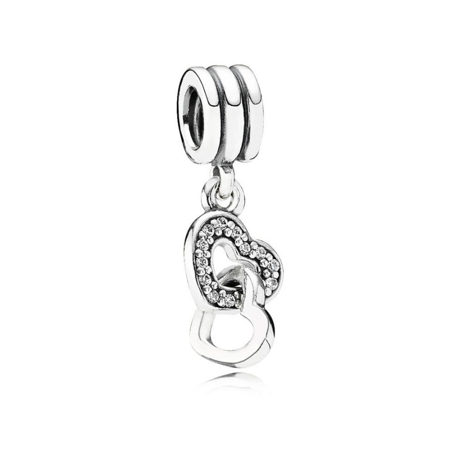 Charm-Anhänger Verschlungene Herzen Silber