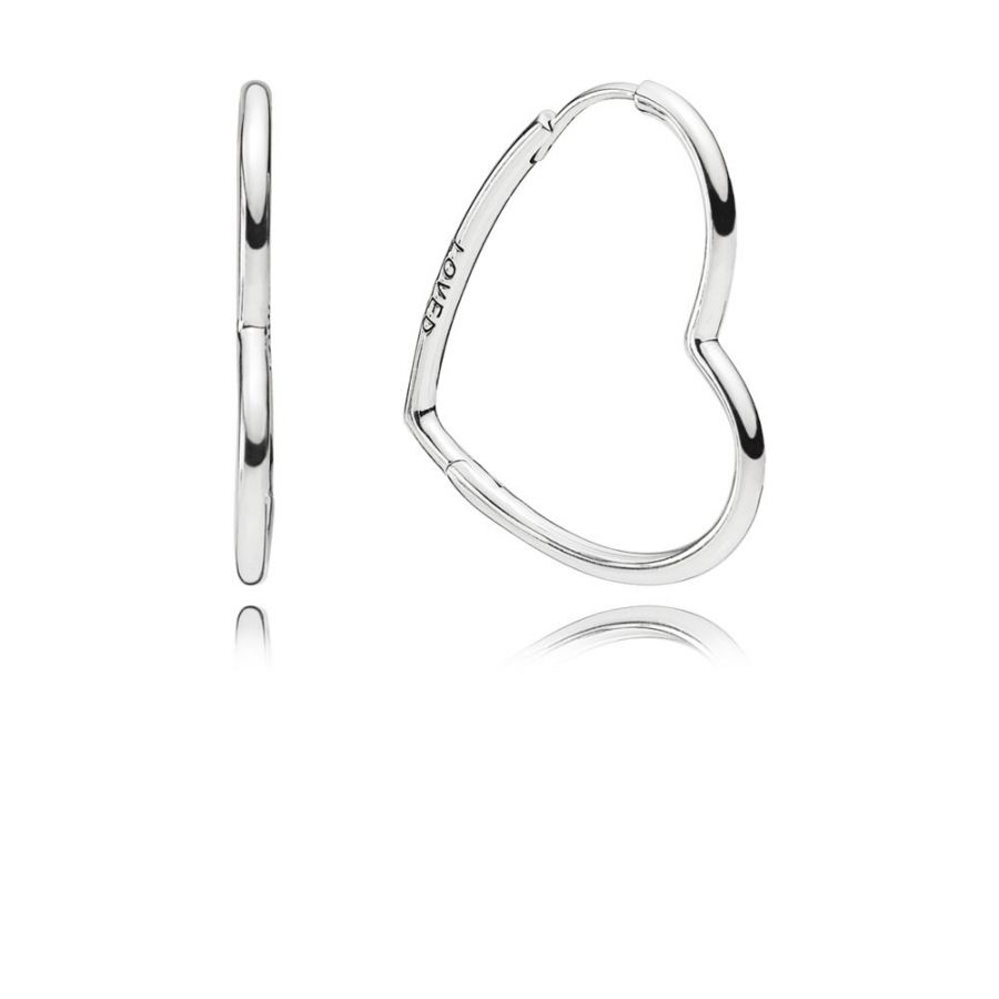 Ohrringe Creolen Asymmetric Hearts of Love Sterling-Silber