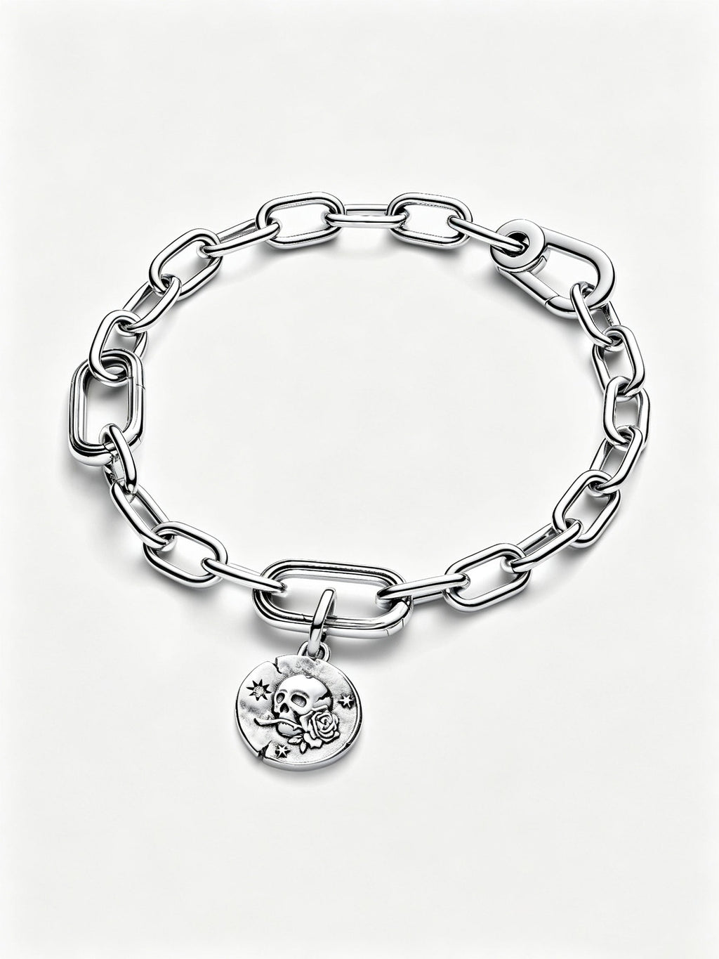 Totenkopf Medaillon-Charm Sterling-Silber