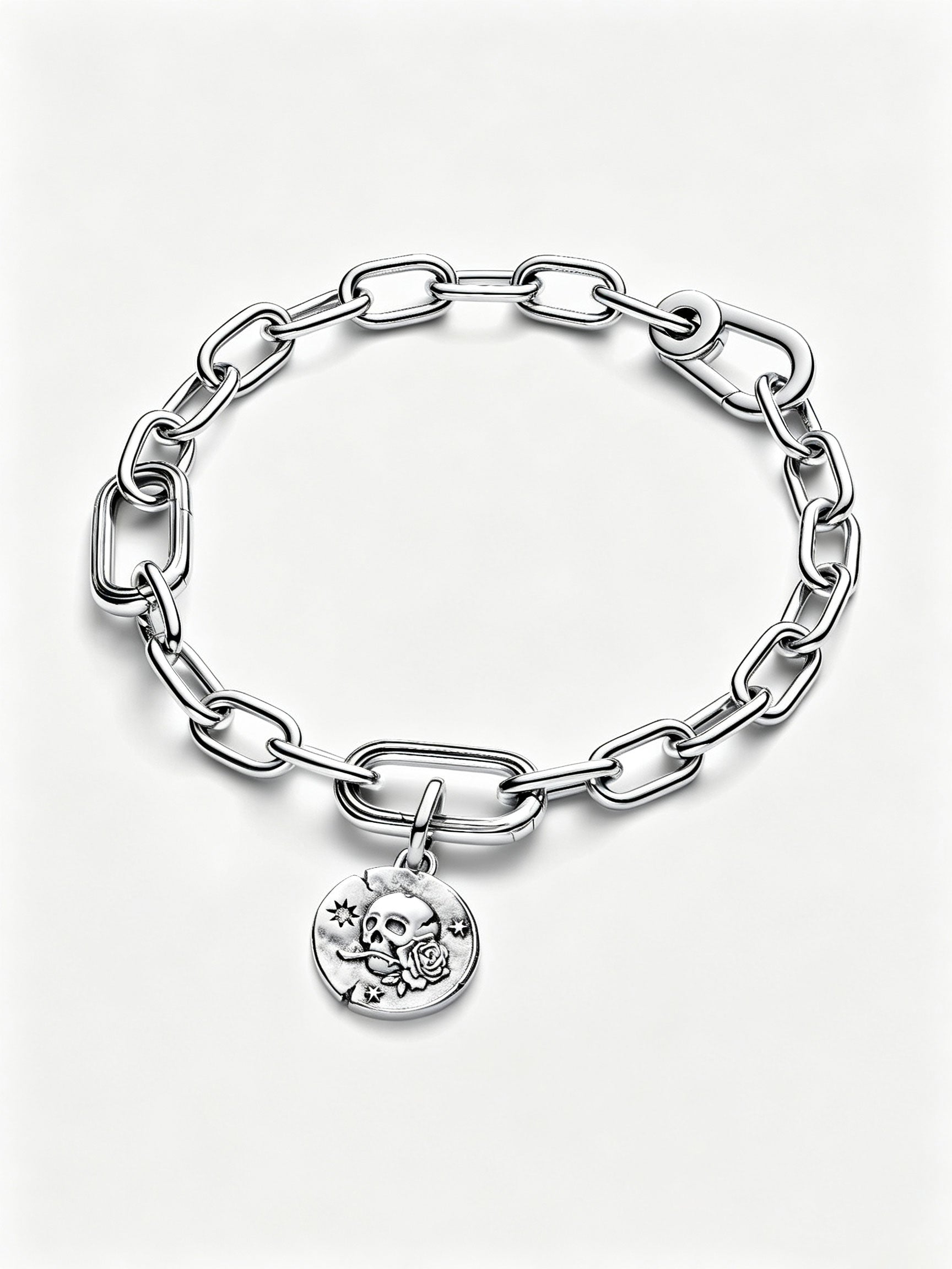 Totenkopf Medaillon-Charm Sterling-Silber