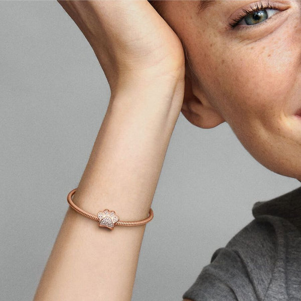 Charm Funkelnder Pfotenabdruck Zirkonia Rosévergoldet