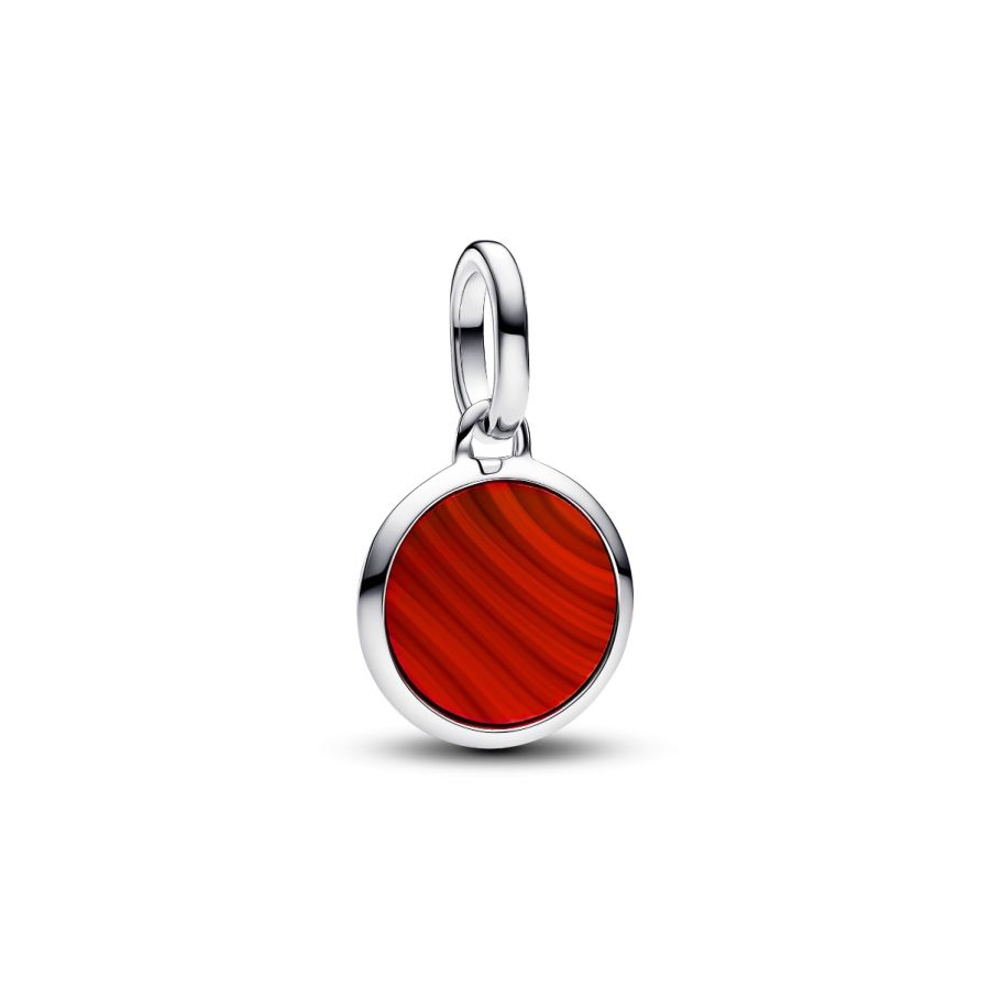 Mini-Medaillon-Charm Gravierbares Rotes Murano-Glas