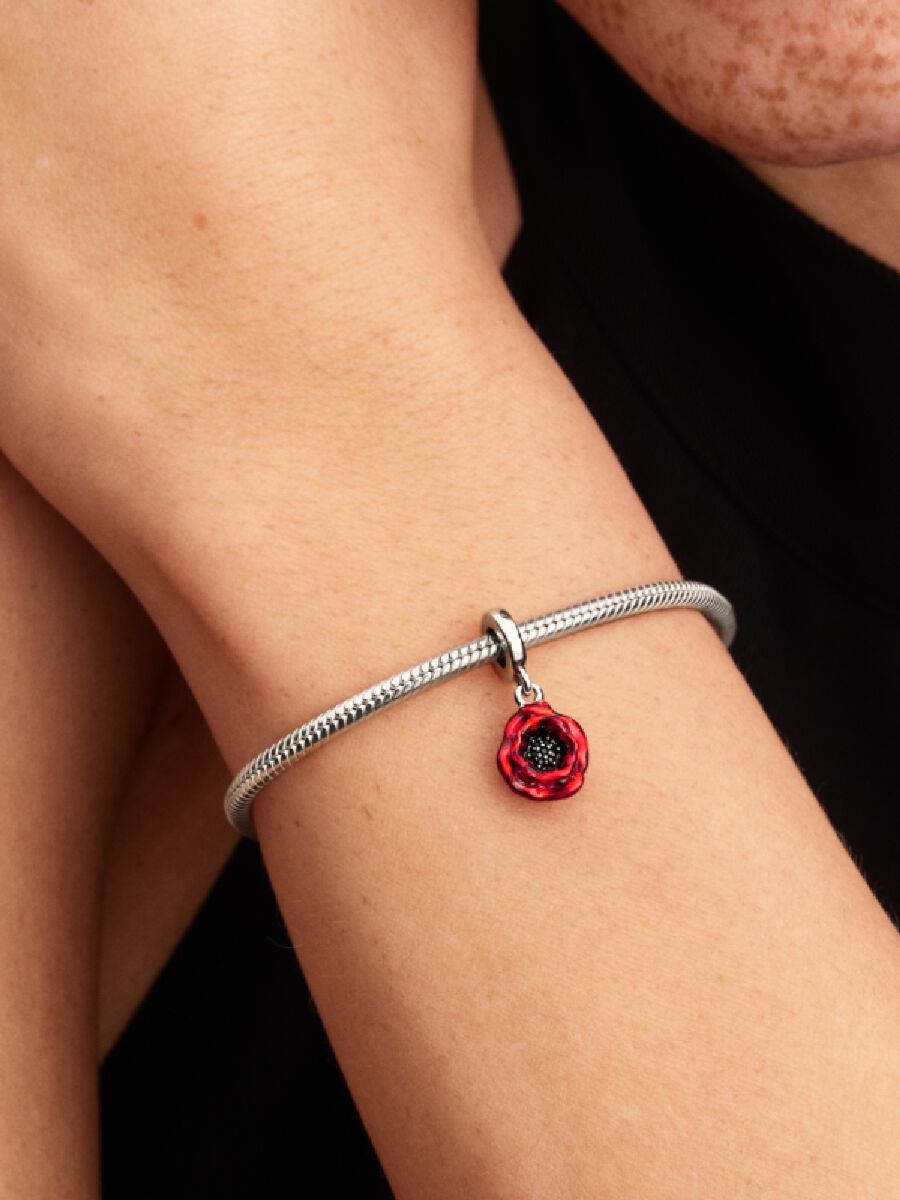 Roter Blume Charm-Anhänger Sterling-Silber