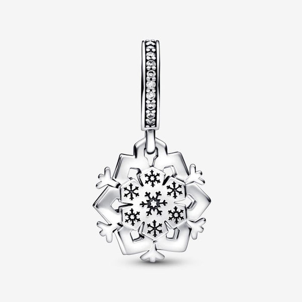 Charm-Anhänger Doppelte Funkelnde Schneeflocke Silber