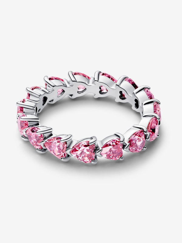 Rosafarbene Herzreihe-Ring