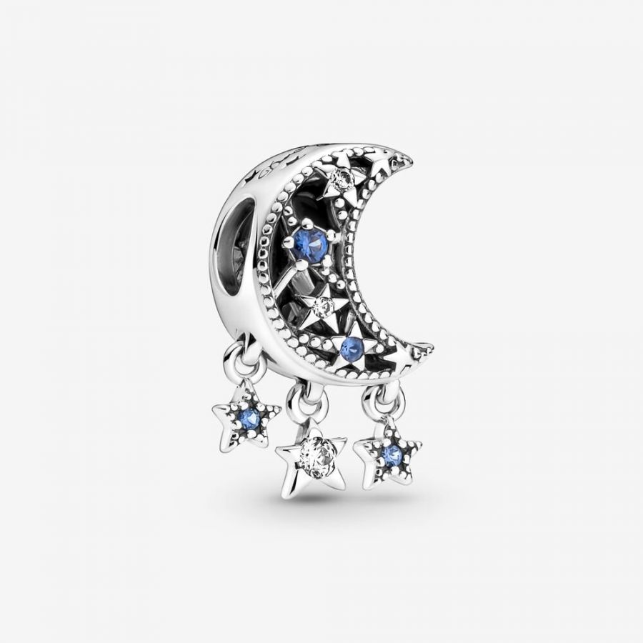 Charm Stern & Mondsichel Zirkonia Sterling-Silber