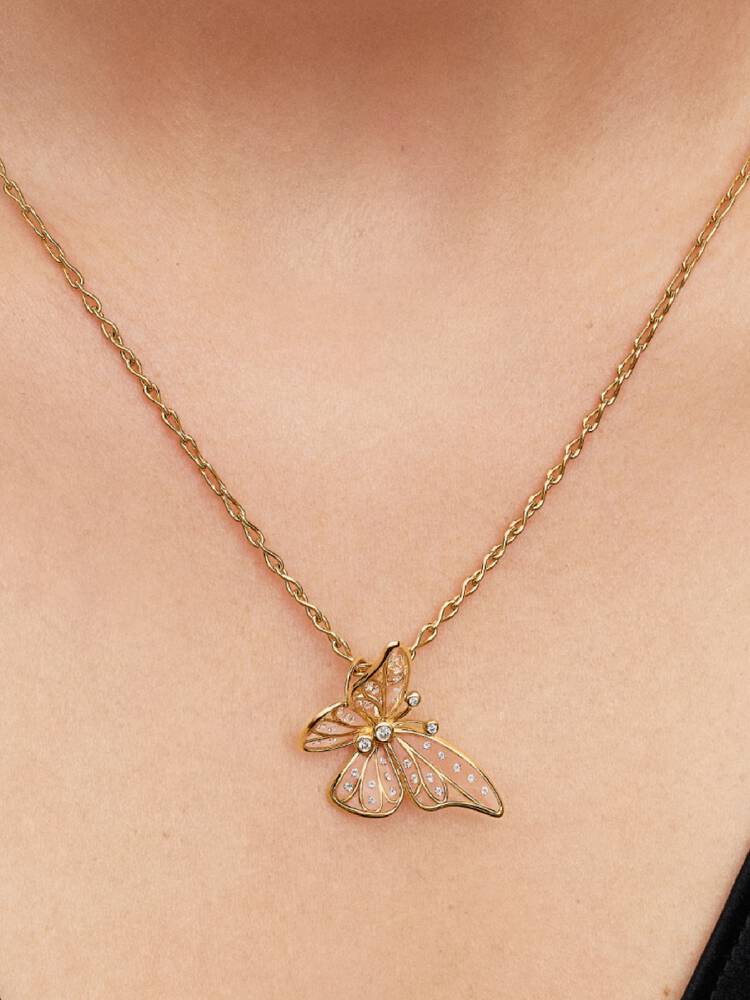 Großes Schmetterling Offen gearbeitetes Charm 14 Karat Vergoldung Zweitbild