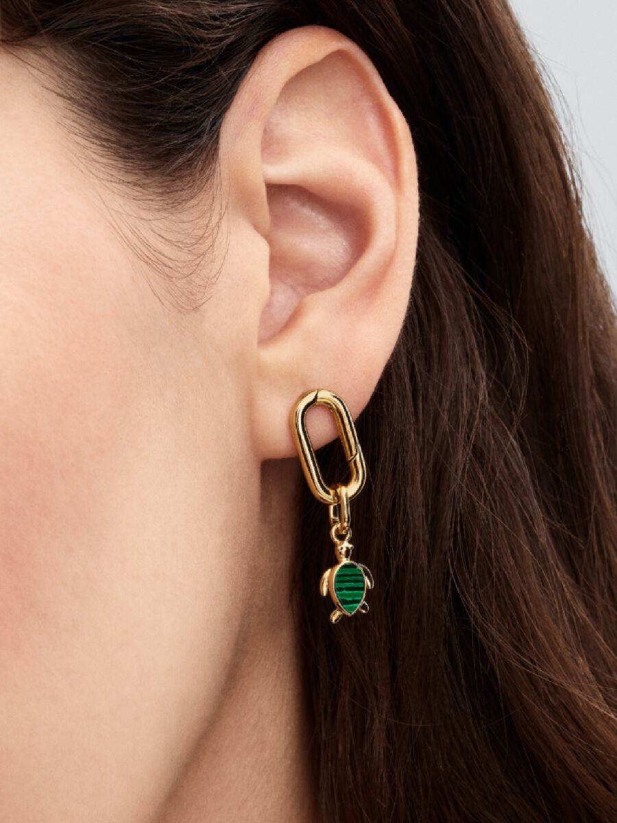 Grüne Schildkröte Mini-Charm-Anhänger 14 Karat Vergoldung