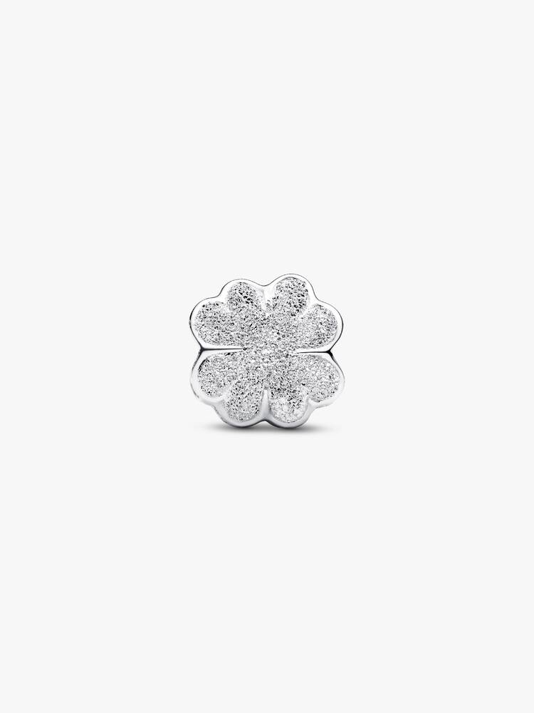 Strukturiertes Kleeblatt Mini-Charm Sterling-Silber Zweitbild