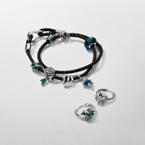 Charm-Anhänger Palme Opal Zirkonia Grün Silber
