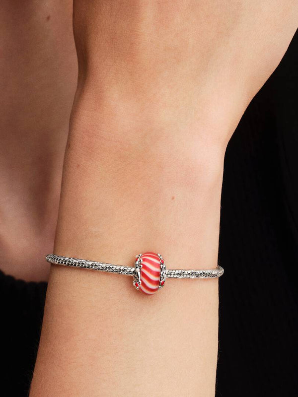 Zuckerstange Murano-Glas Charm Sterling-Silber