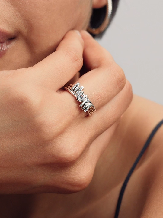 MUM Buchstaben Teilbarer Ring Sterling-Silber