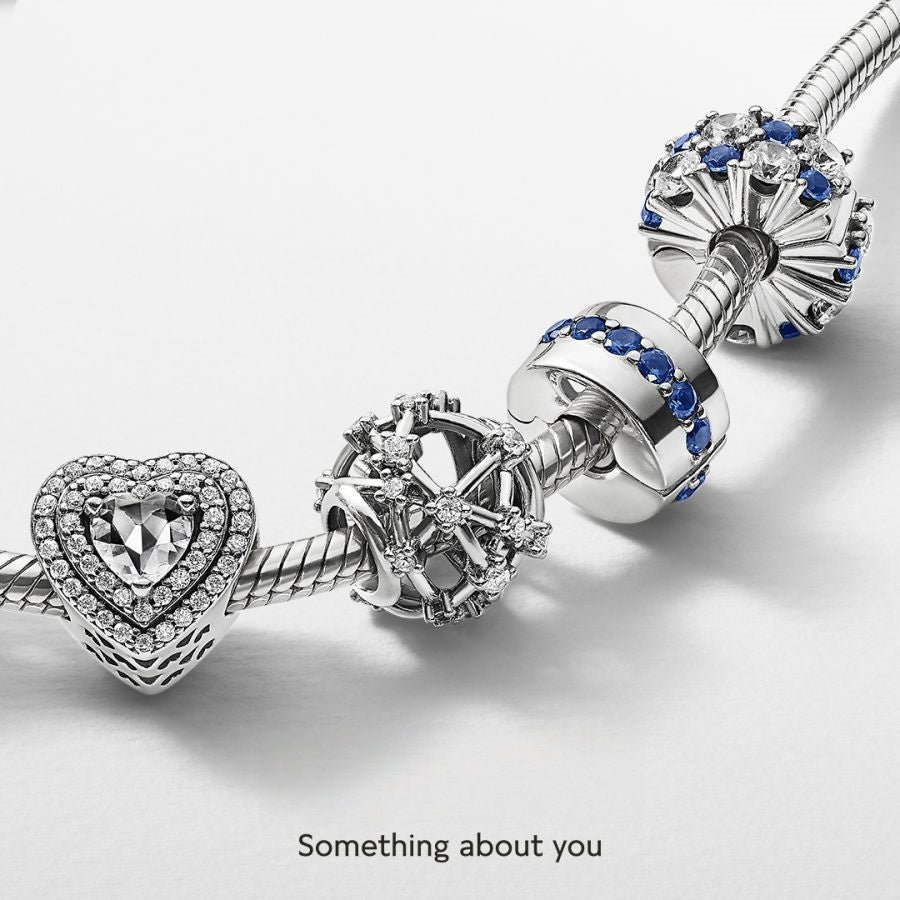 Clip-Charm Klar & Blau Funkelnd Silber