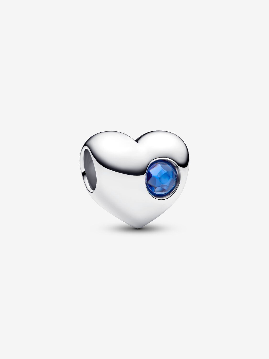 Gravierbares Blauer Stein Herz-Charm Sterling-Silber