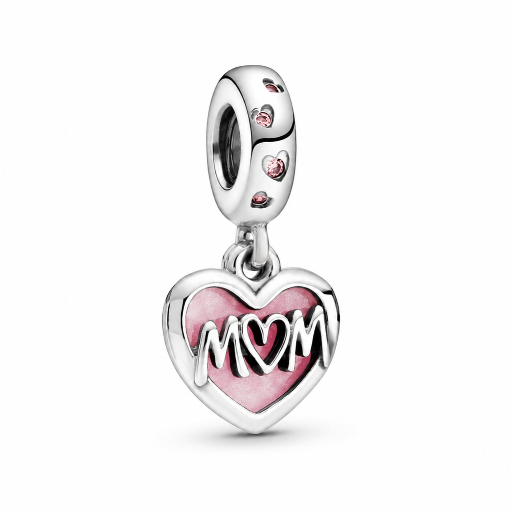 Charm-Anhänger Mum Inschrift Herz Sterling-Silber