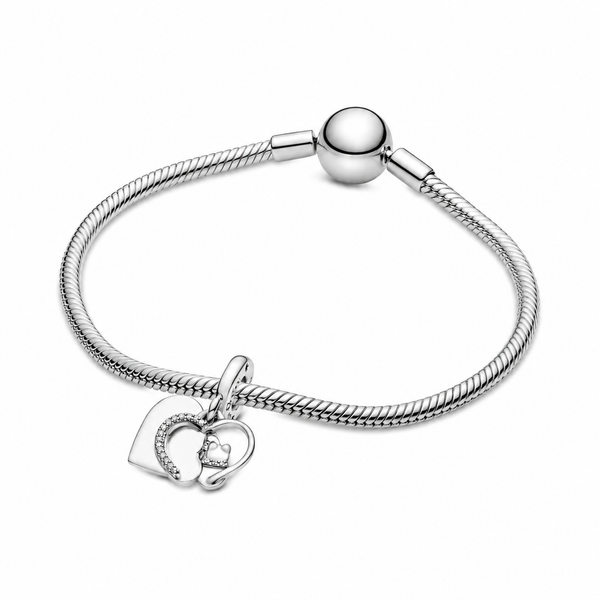 Charm-Anhänger Katzen und Herz Sterling-Silber
