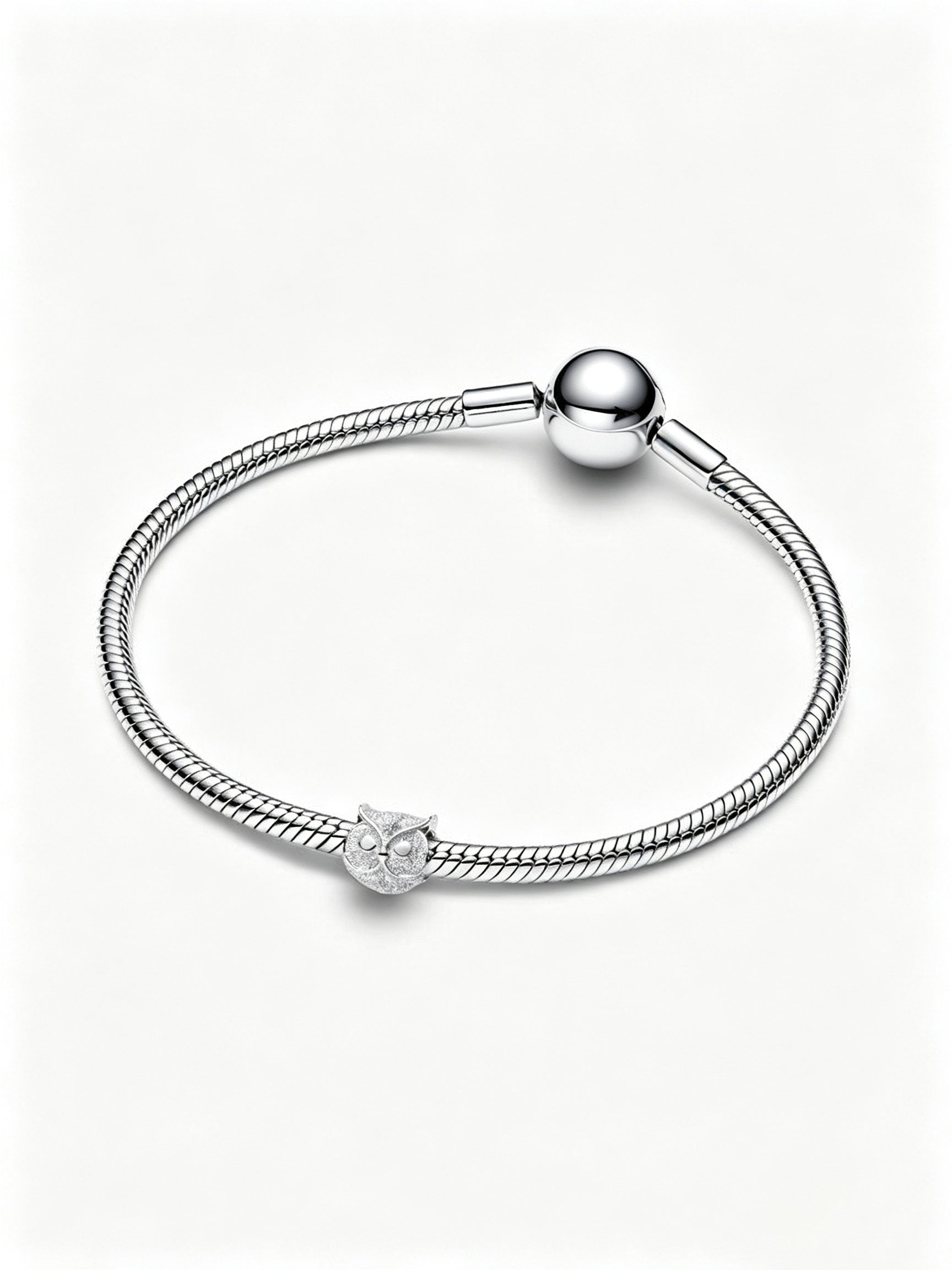 Strukturierte Eule Mini-Charm Sterling-Silber