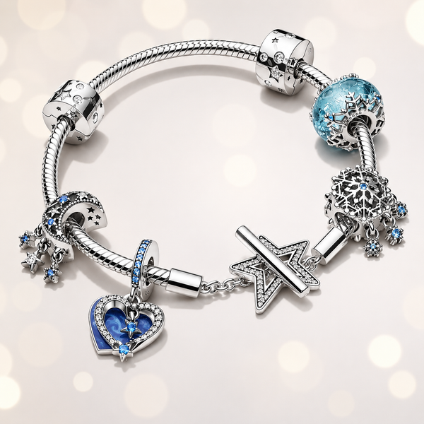 Charm-Anhänger Himmlische Sternschnuppe Herzen Silber