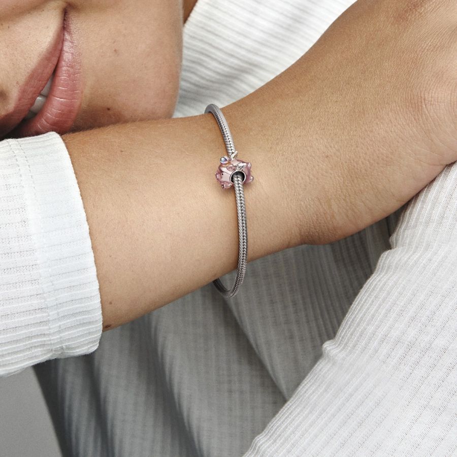 Charm Fliegendes Einhorn Schwein Rosa Sterling-Silber Zweitbild