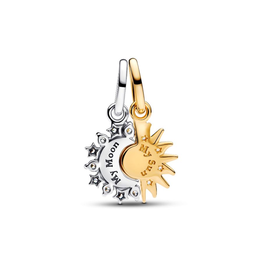 Charm-Anhänger Sonne & Mond Teilbar Silber Vergoldet