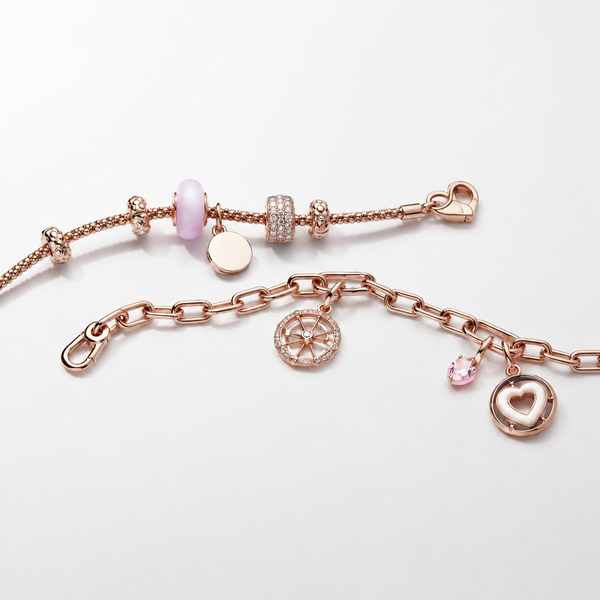 Mini-Charm-Anhänger Rosafarbenes Chakra-Herz Rosévergoldet