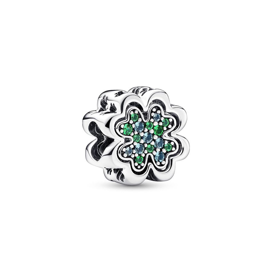 Charm Teilbares Vierblättriges Kleeblatt Sterling-Silber