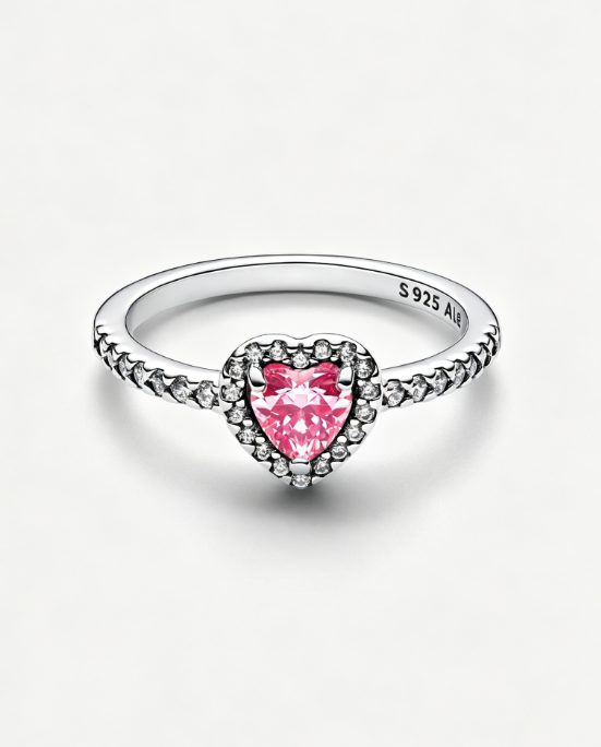 Erhabenes Rosafarbenes Herz Ring Hauptbild
