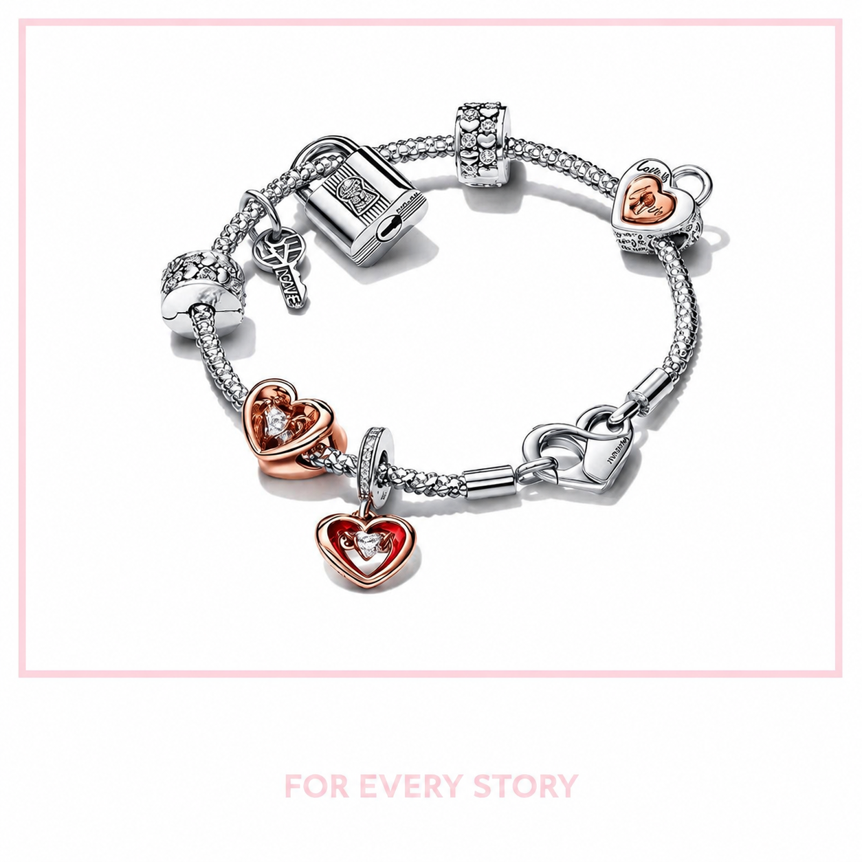 Charm Clip Zweireihiges Pavé Sterling-Silber