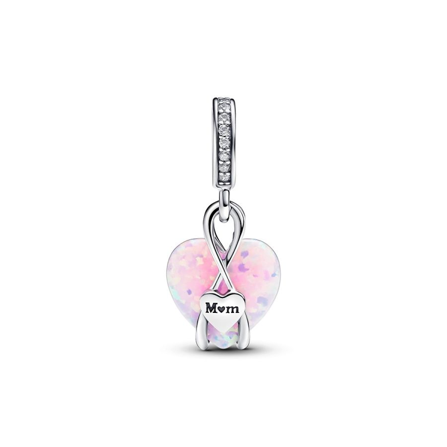 Charm-Anhänger Mum Schillerndes Herz Opal Silber